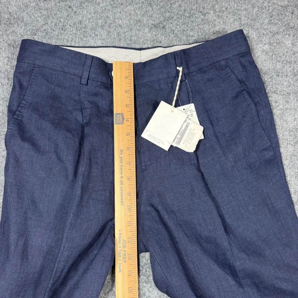 Brunello Cucinelli Pleated Linen Trousers Mens 33/42IT Italy Blue 100% Linen NWT